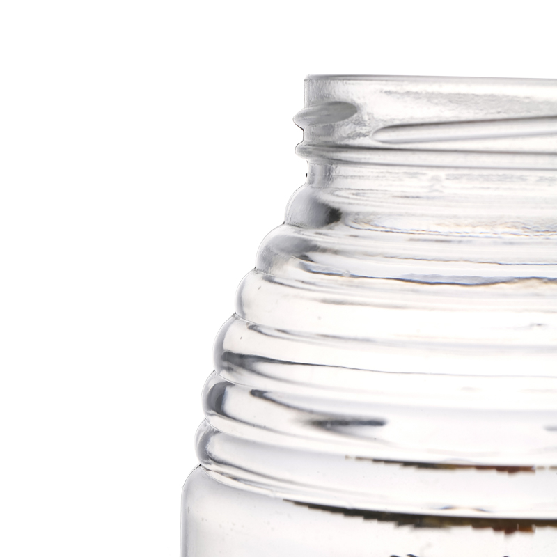 Customize Empty Clear Stripe Round High Quality Storage Honey Glass Food Jars with Lids 80ml 300ml 680ml