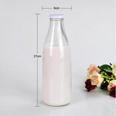Customize Lead Free 200ml 250ml 500ml 1000ml Milk Glass Bottles with Lids