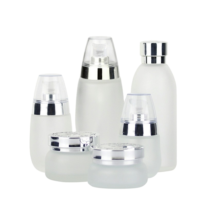 Customize Luxcy colorful cosmetic skin care packing glass bottle set