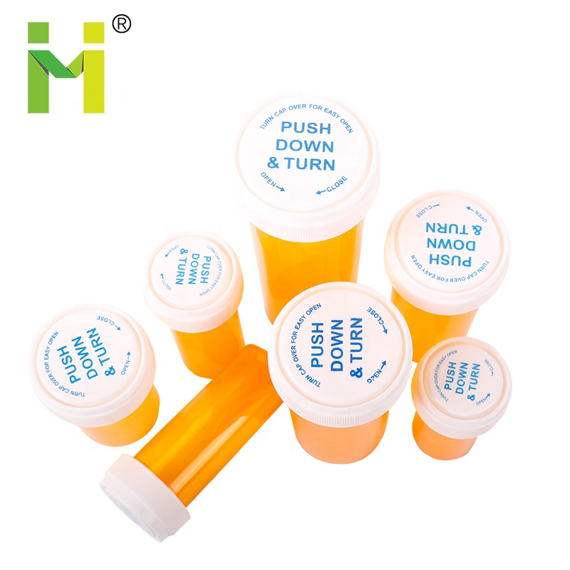 Customize Prescription Plastic Bottle Manufacturers Pharmacy Containers Child Resistant Reversible Cap Vials Green Pill Bottles