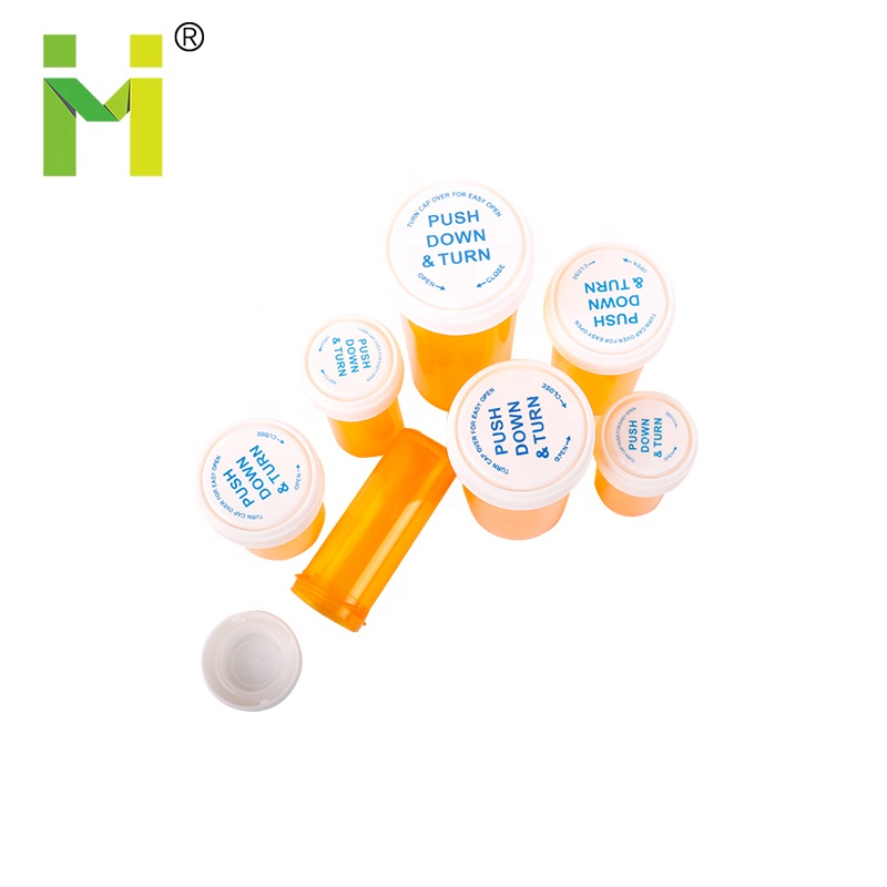 Customize Prescription Plastic Bottle Manufacturers Pharmacy Containers Child Resistant Reversible Cap Vials Green Pill Bottles