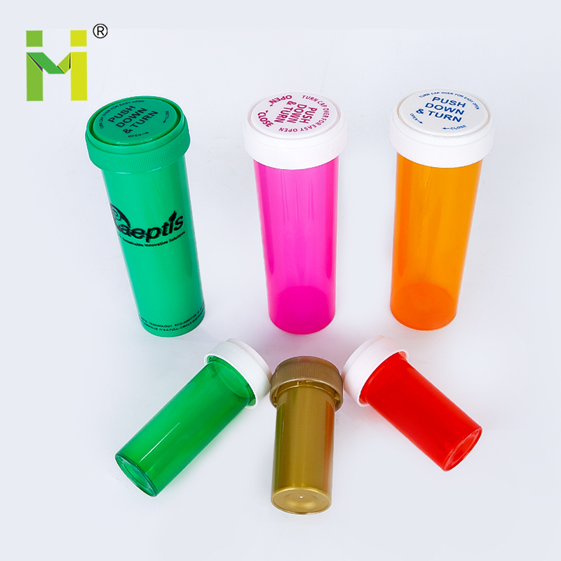 Customize Prescription Plastic Bottle Manufacturers Pharmacy Containers Child Resistant Reversible Cap Vials Green Pill Bottles