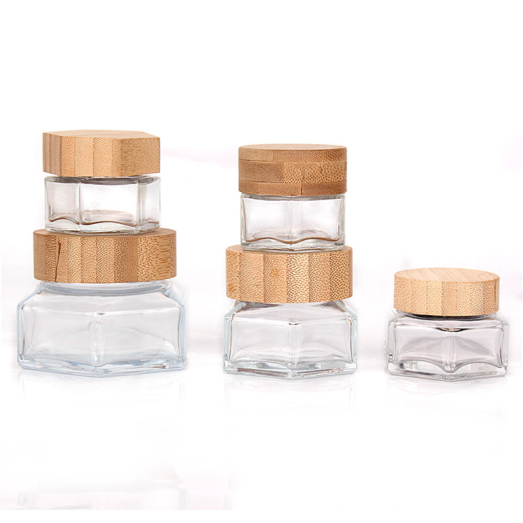 Customize Size And Logo Printing Glass Container Bottles With Bamboo Caps