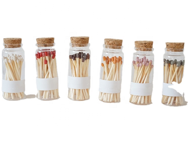 Customize Special match glass bottle mini glass match jar with wood lid