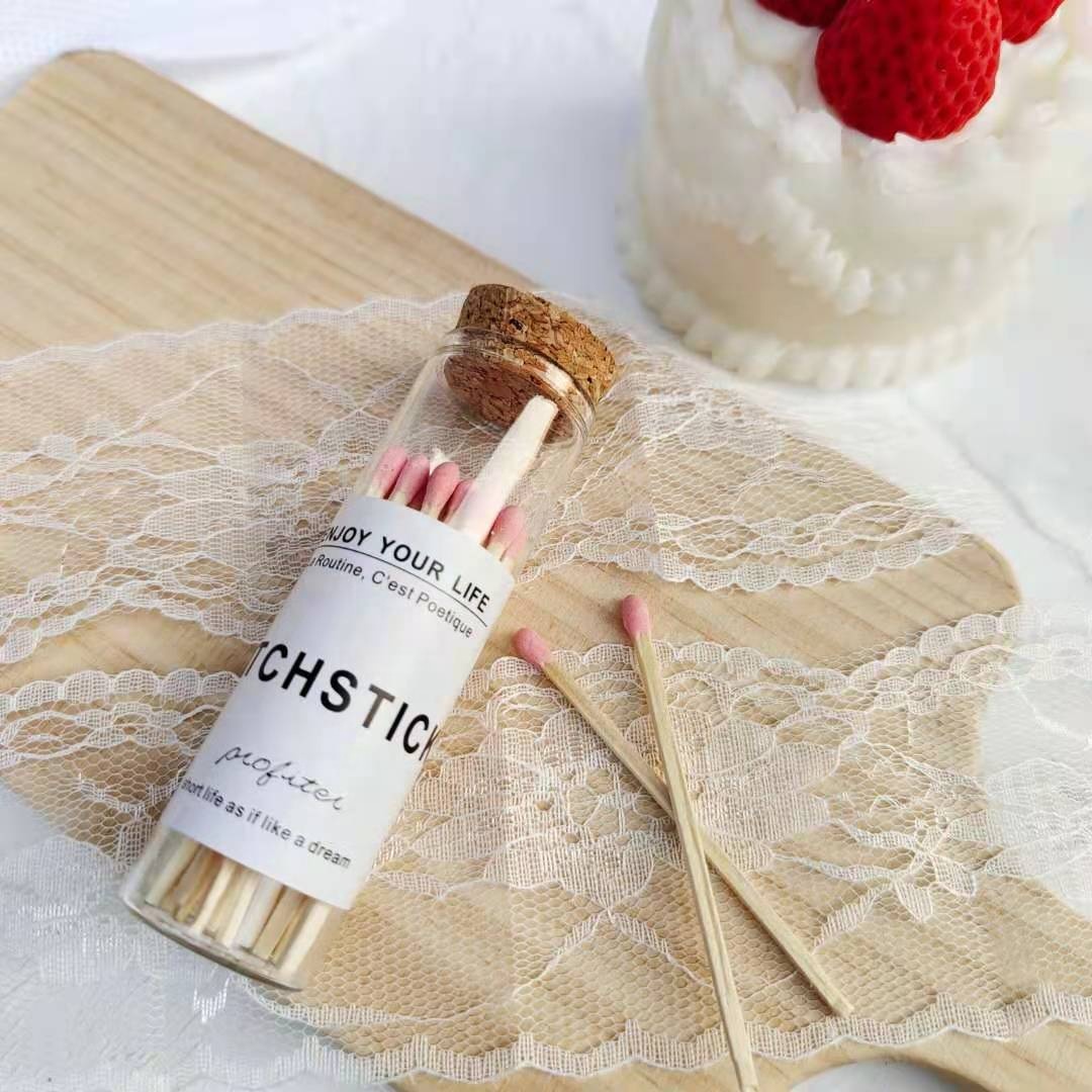 Customize Special match glass bottle mini glass match jar with wood lid