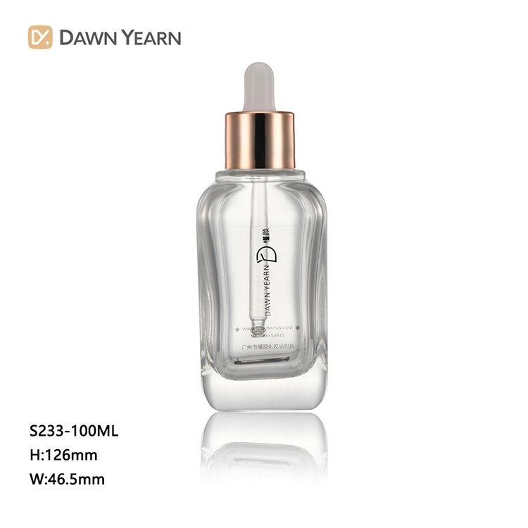 Customize big volume hair oil serum transparent 100 ml glass dropper cosmetic bottle 100ml