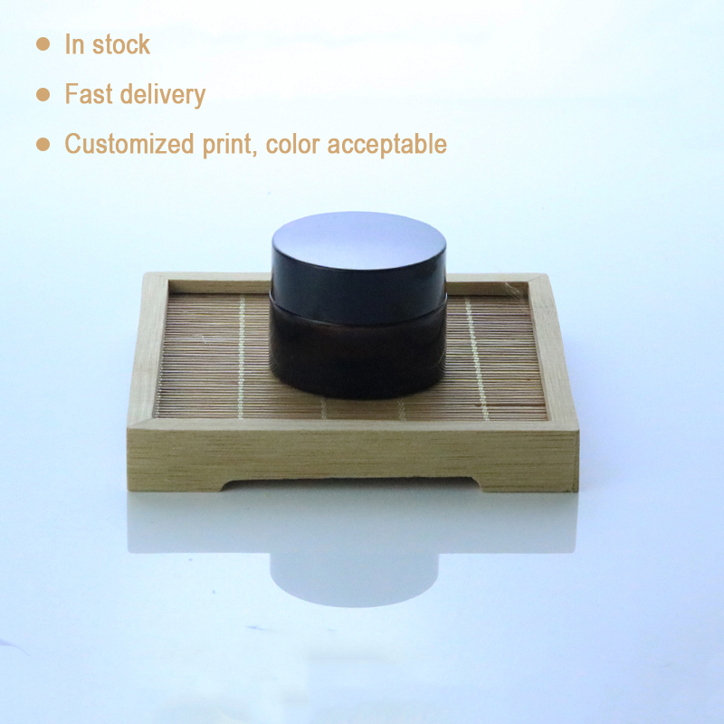 Customize cosmetic container 5ml 10ml 15ml 20ml 30ml 50ml amber cream glass jar with black lid (GJM10)
