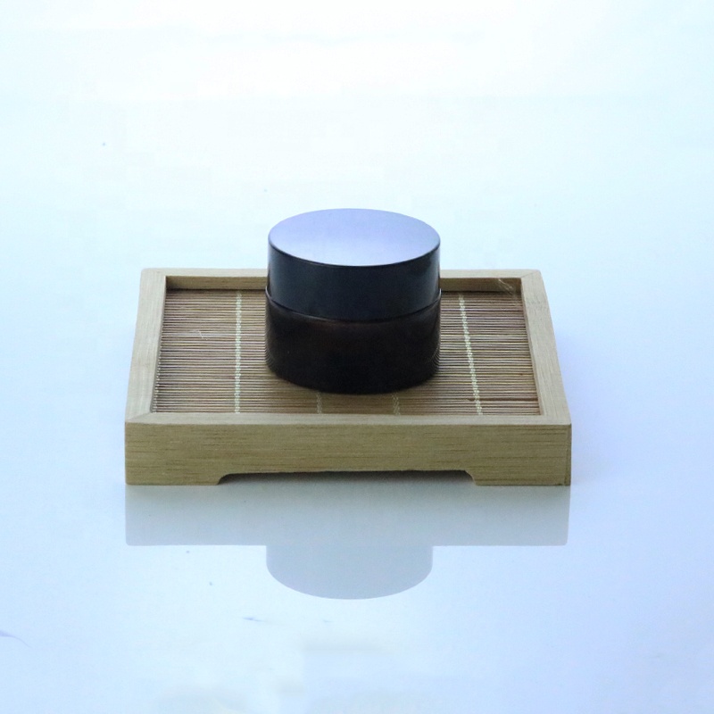 Customize cosmetic container 5ml 10ml 15ml 20ml 30ml 50ml amber cream glass jar with black lid (GJM10)
