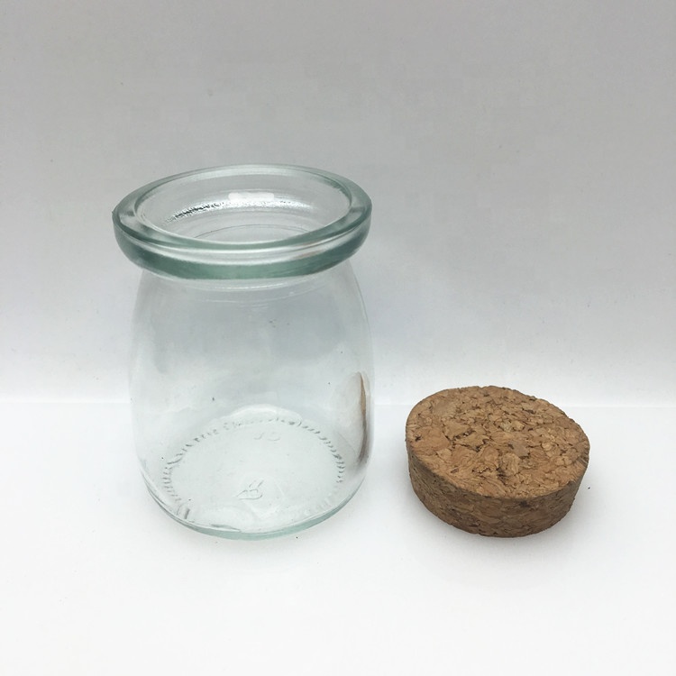 Customize cute 100ml small glass candy jar with wooden cork lid