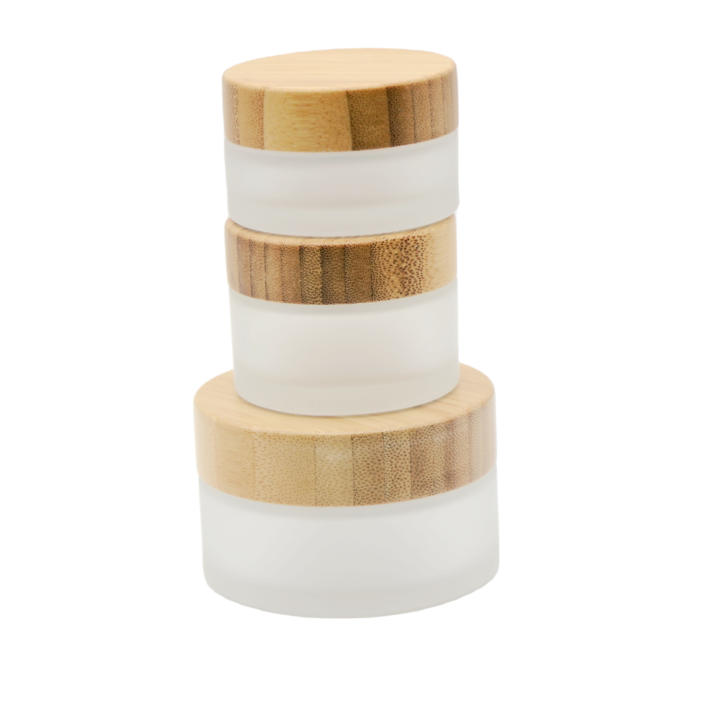 Customize frost cream bottle Bamboo and wood covered 30g glass cream jar