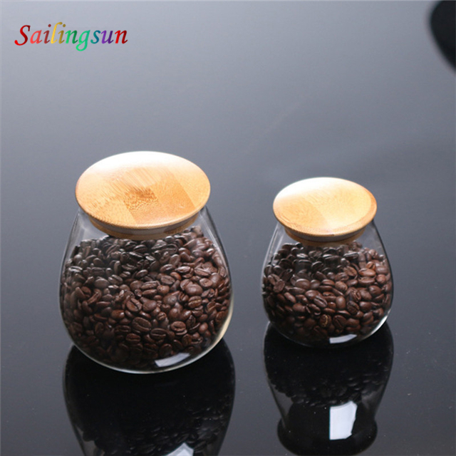 Customize logo acceptable hicked reinforced bamboo lid handmade pyrex glass jar