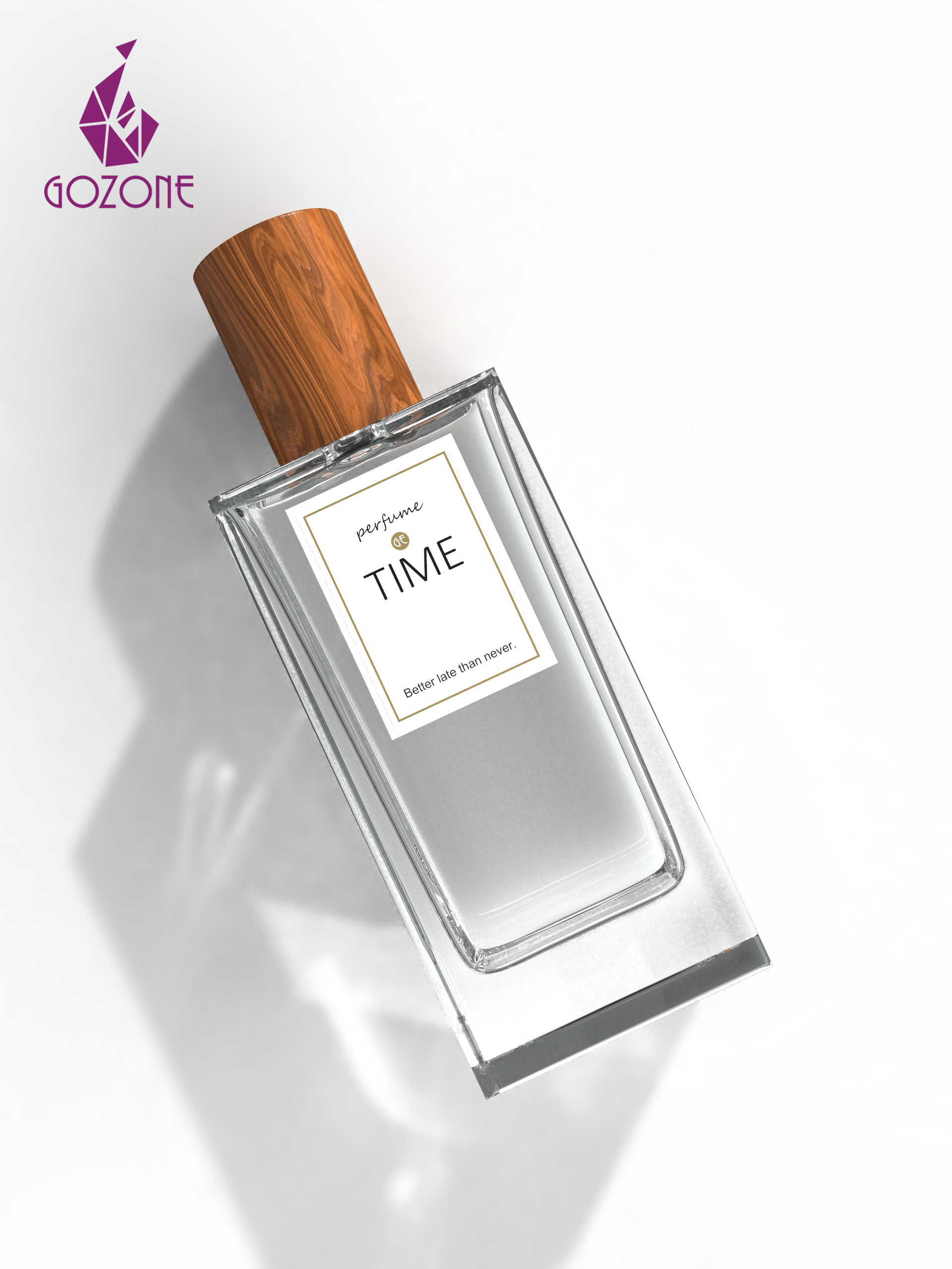 Customize rectangular Luxury empty perfume bottle with wood cap