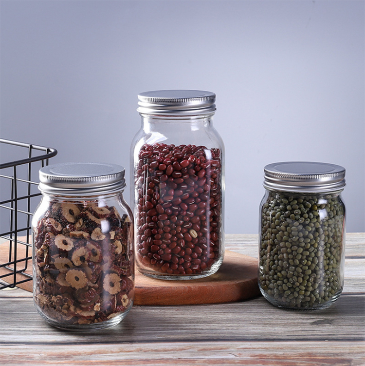 Customize wholesale canning jars honey jam spice glass mason jars with airtight lid