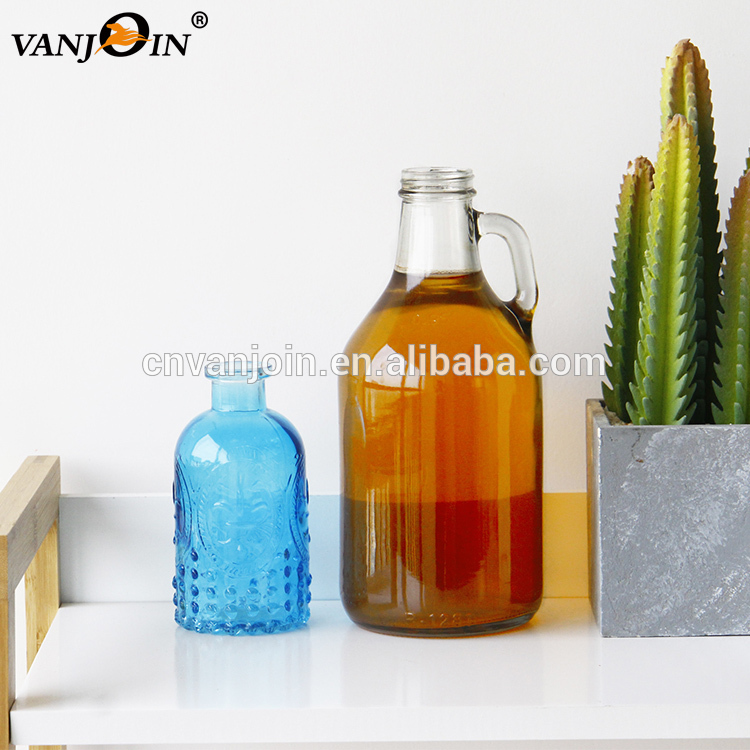 Customized 1000ml 32oz Clear Glass Beer Growler with Aluminum Cap for Kombucha Tea Beverage