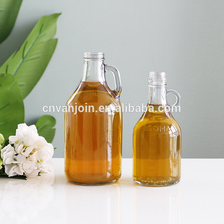 Customized 1000ml 32oz Clear Glass Beer Growler with Aluminum Cap for Kombucha Tea Beverage