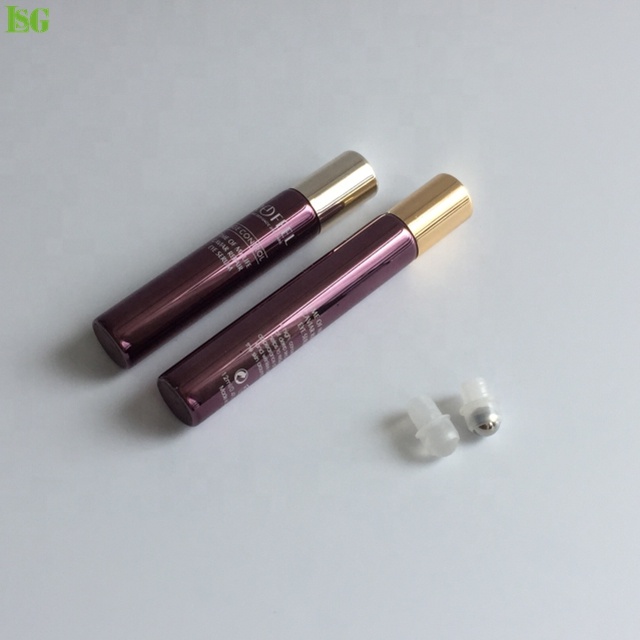 Customized 10ml UV Coated Electroplated Silver Gold Black Customized Colors Glass essential oil Roll-on Bottles Roller Bottles