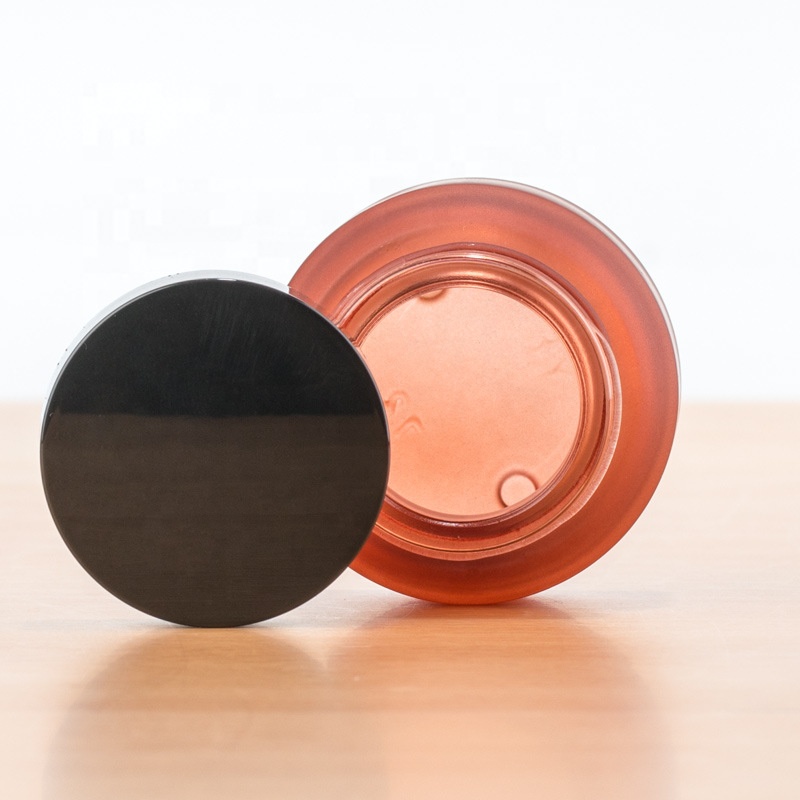 Customized 15g 30g 50g OEM Package Cosmetics Brown red wine color Shoulder Empty Black Cap Glass Cream Jars