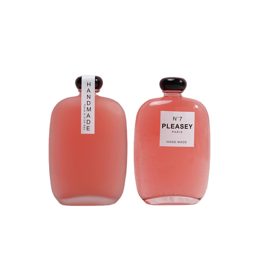 Customized 200ml Pocket Flask Cold Brew Coffee Flat Glass Bottle For Juice Beverage Drinking