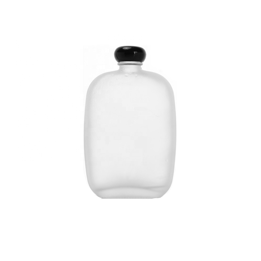 Customized 200ml Pocket Flask Cold Brew Coffee Flat Glass Bottle For Juice Beverage Drinking
