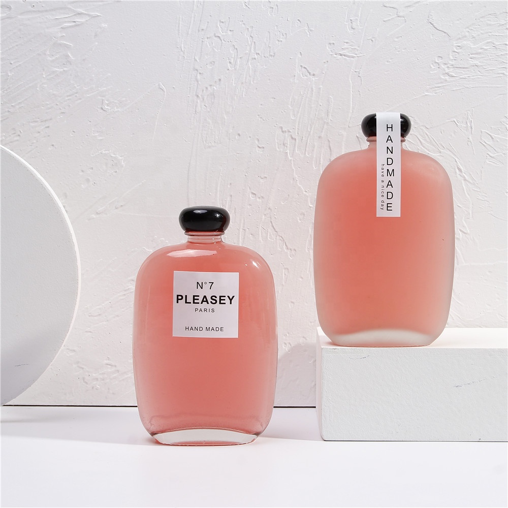 Customized 200ml Pocket Flask Cold Brew Coffee Flat Glass Bottle For Juice Beverage Drinking