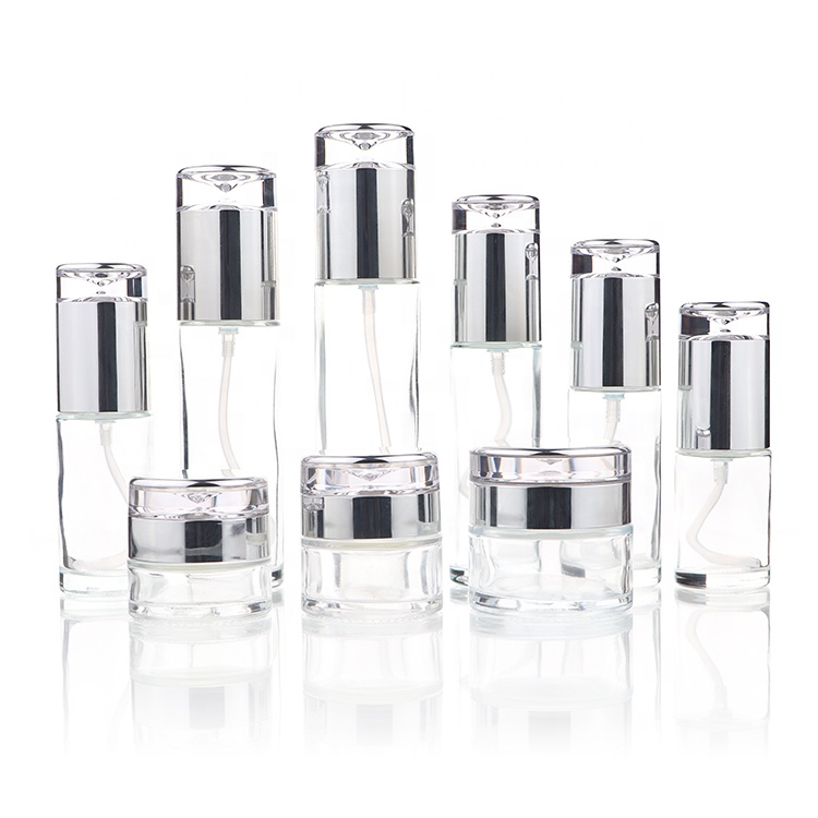 Customized 20g 30g 50g Clear Containers Cosmetic Bottle Glass Cosmetic Lotion Cream Jar