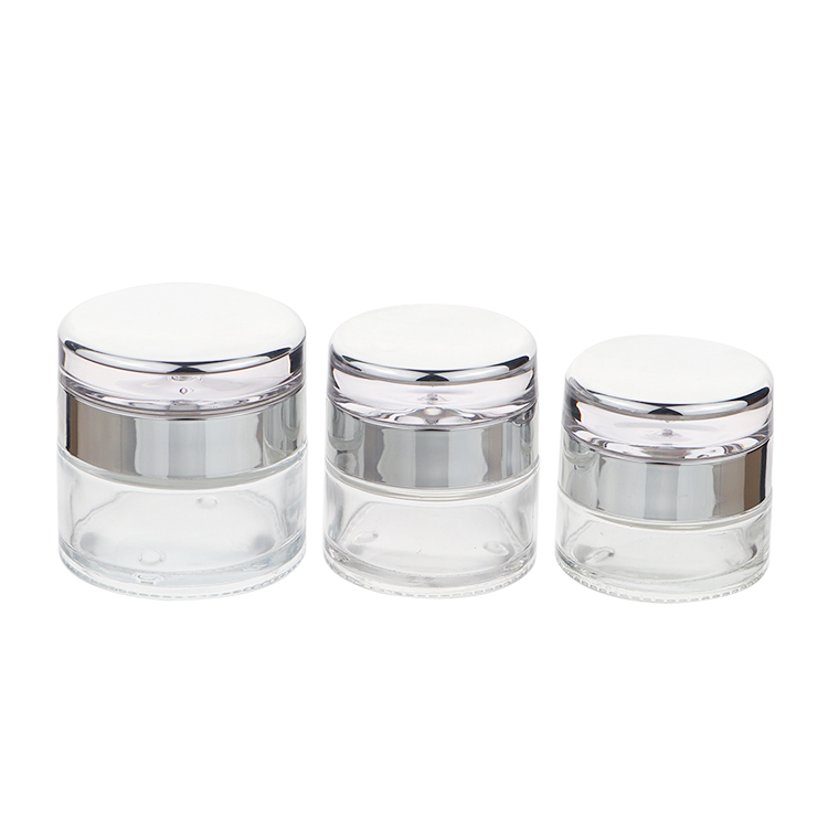 Customized 20g 30g 50g Clear Containers Cosmetic Bottle Glass Cosmetic Lotion Cream Jar