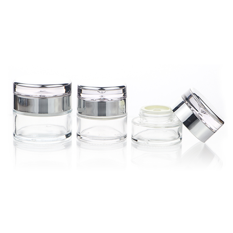 Customized 20g 30g 50g Clear Containers Cosmetic Bottle Glass Cosmetic Lotion Cream Jar