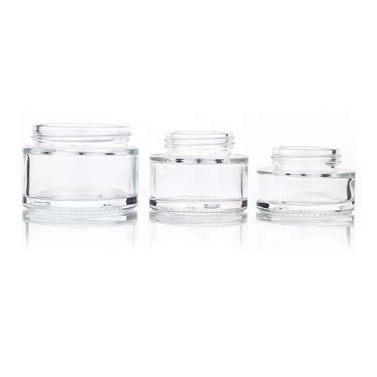 Customized 20g 30g 50g Clear Containers Cosmetic Bottle Glass Cosmetic Lotion Cream Jar