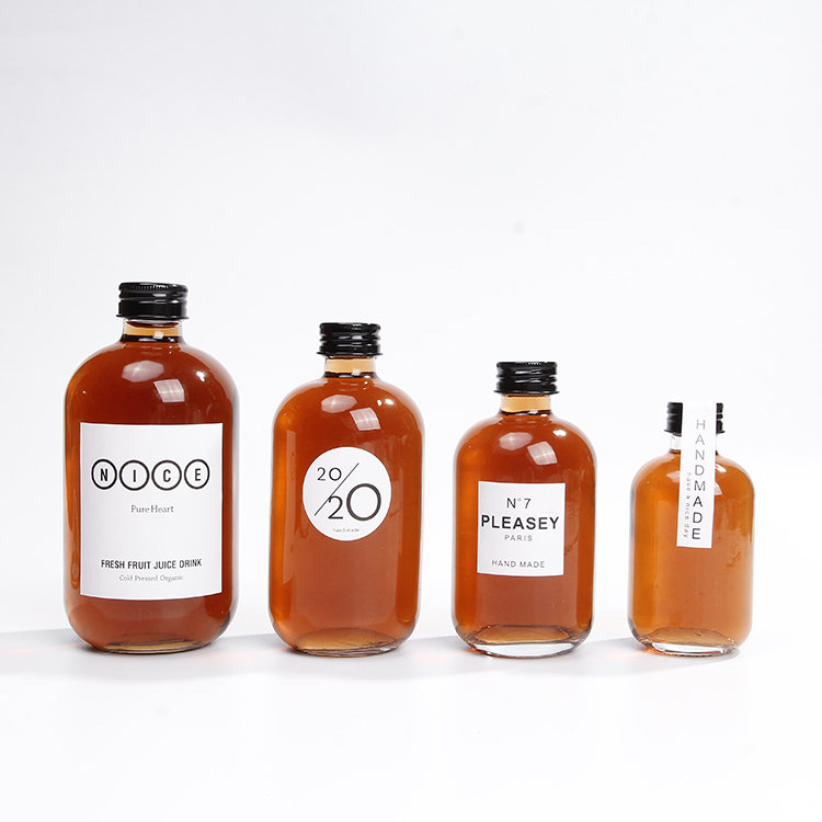 Customized 250ml 500ml Soda Beverage Container Empty Round Fresh Juice Glass Bottle With Screw Lid