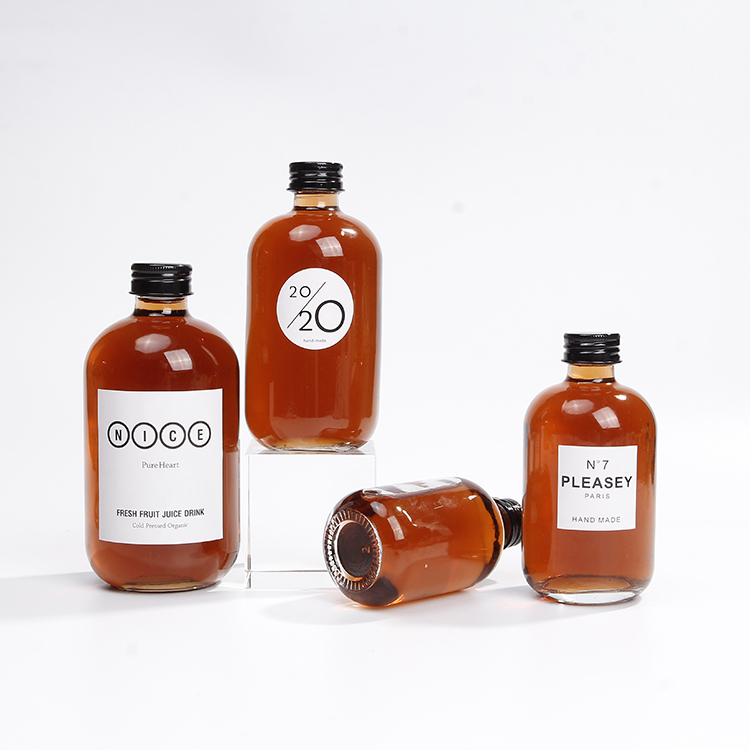 Customized 250ml 500ml Soda Beverage Container Empty Round Fresh Juice Glass Bottle With Screw Lid