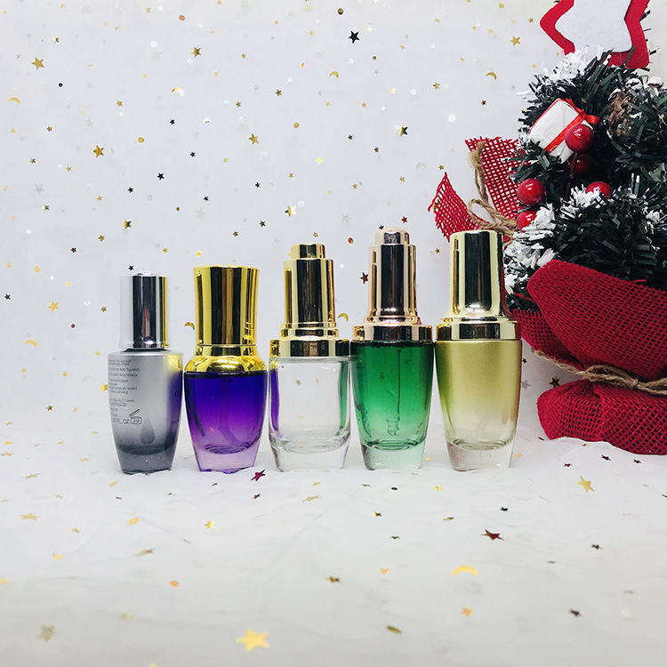 Customized 30ml 1 Fl Oz Matte Flat Shoulder Cosmetic Packaging Clear Frosted Liquid Foundation Bottle Glass Dropper Bottle Jz