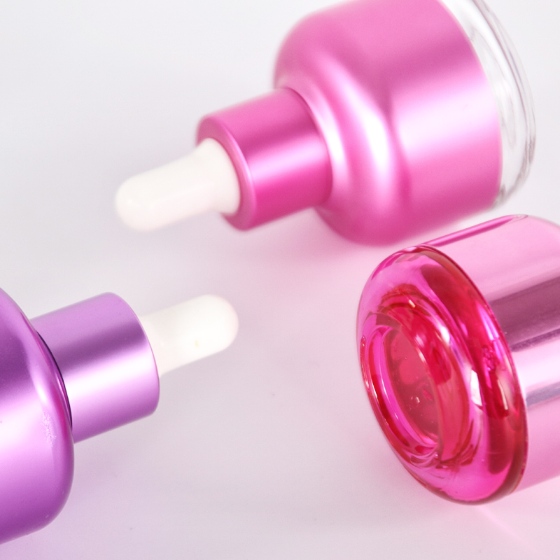 Customized 30ml Empty Matte Electroplating Dropper Cosmetic Lotion Bottels Emulsion Spray Serum Bottle