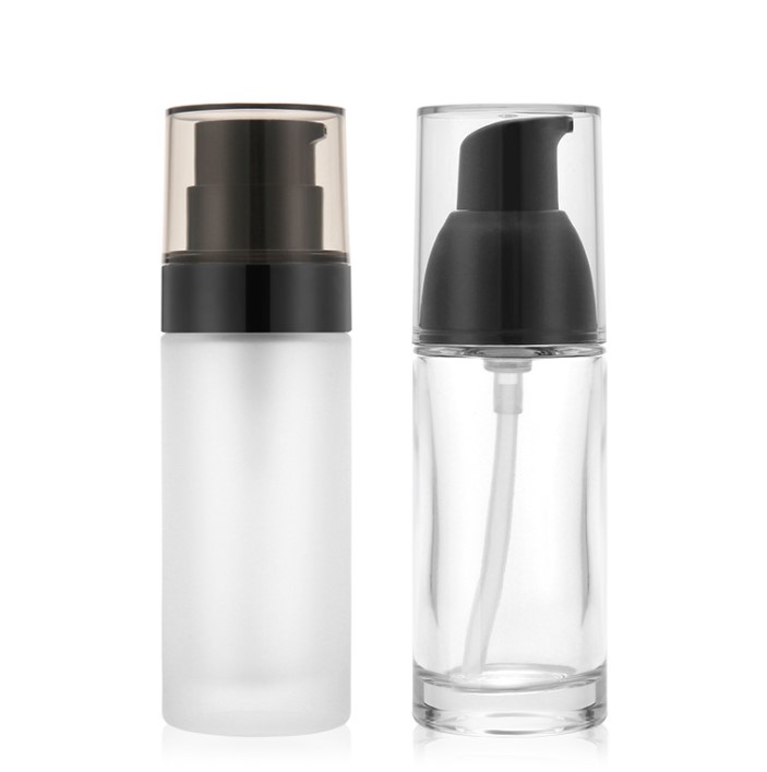 Customized 30ml Pump Foundation Bottle Primer BB Cream Pump Bottle Cylinder Glass Bottle