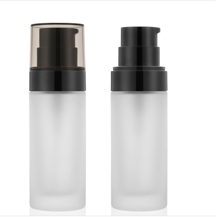 Customized 30ml Pump Foundation Bottle Primer BB Cream Pump Bottle Cylinder Glass Bottle