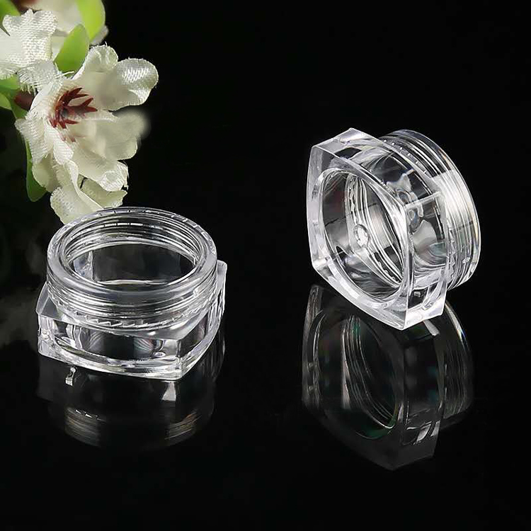 Customized 3g 5g 10g 15g 20g 30g Cosmetic Packaging Plastic Jar PS clear container and Colorful covers and Bottle body
