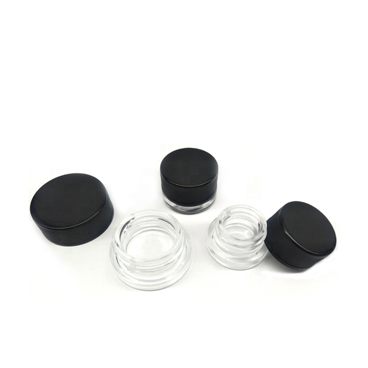 Customized 3g 5g 7g clear round hemp product eye cream small glass childproof lotion containers with lids