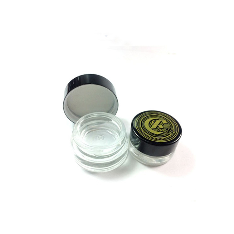Customized 3g 5g 7g clear round hemp product eye cream small glass childproof lotion containers with lids