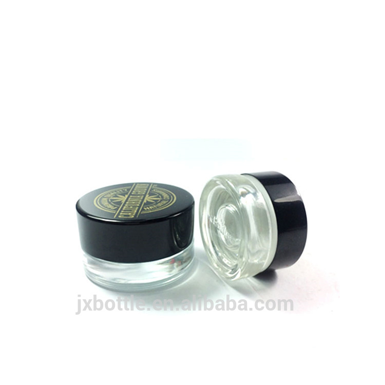 Customized 3g 5g 7g clear round hemp product eye cream small glass childproof lotion containers with lids