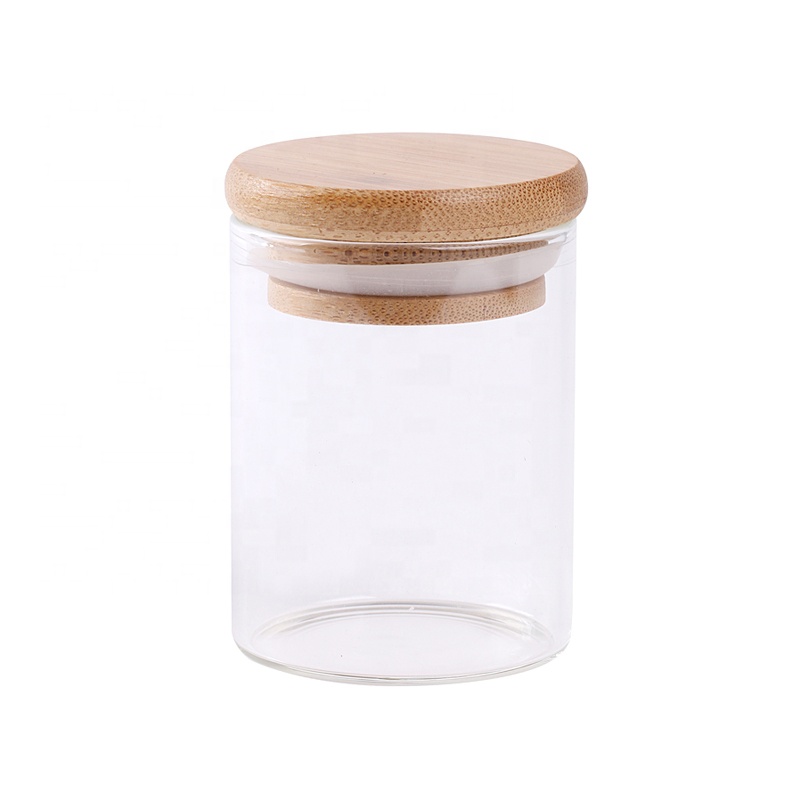 Customized 3oz high borosilicate clear yogurt glass jar with bamboo lid