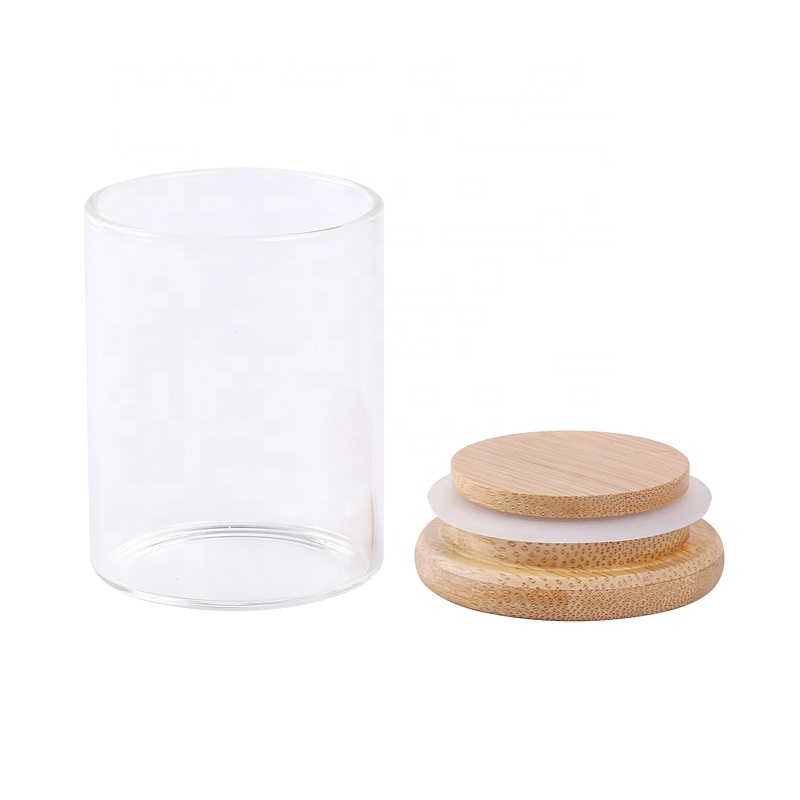 Customized 3oz high borosilicate clear yogurt glass jar with bamboo lid