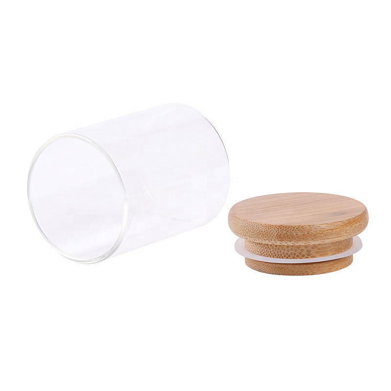 Customized 3oz high borosilicate clear yogurt glass jar with bamboo lid