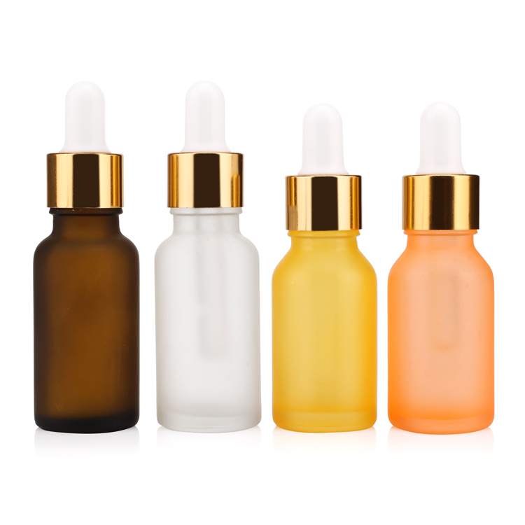 Customized 5 10 15 20 30 50 100 gram gold dropper packaging round fragrance perfume green frosted glass pipette bottle