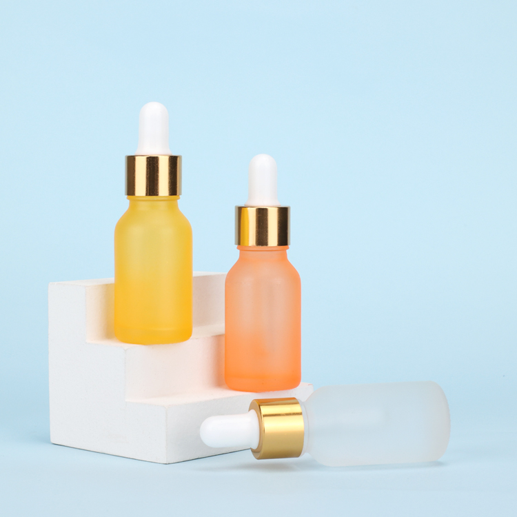 Customized 5 10 15 20 30 50 100 gram gold dropper packaging round fragrance perfume green frosted glass pipette bottle