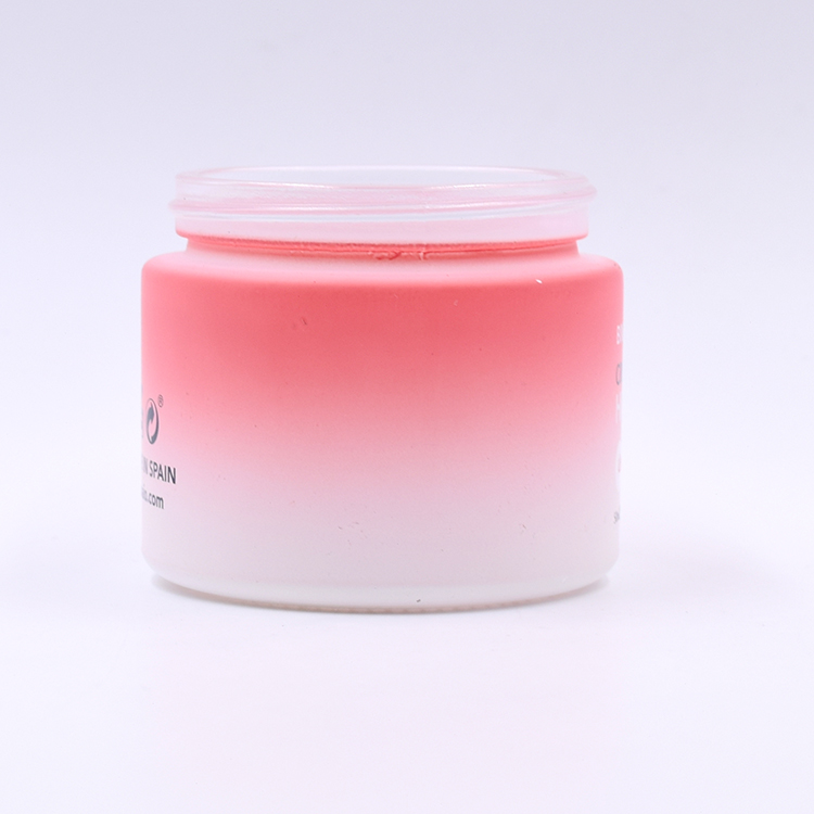 Customized 50g matte pink and white glass cosmetics jar with frosted screw lid