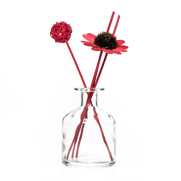 Customized 50m Big Belly Round Shaped Clear Empty glass Reed Diffuser Bottle for Aroma Fragrance