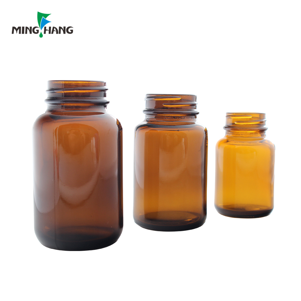 Customized 60ml 100ml 250ml Pharmaceutical Bottle Amber Glass Wide Mouth Medical Bottles