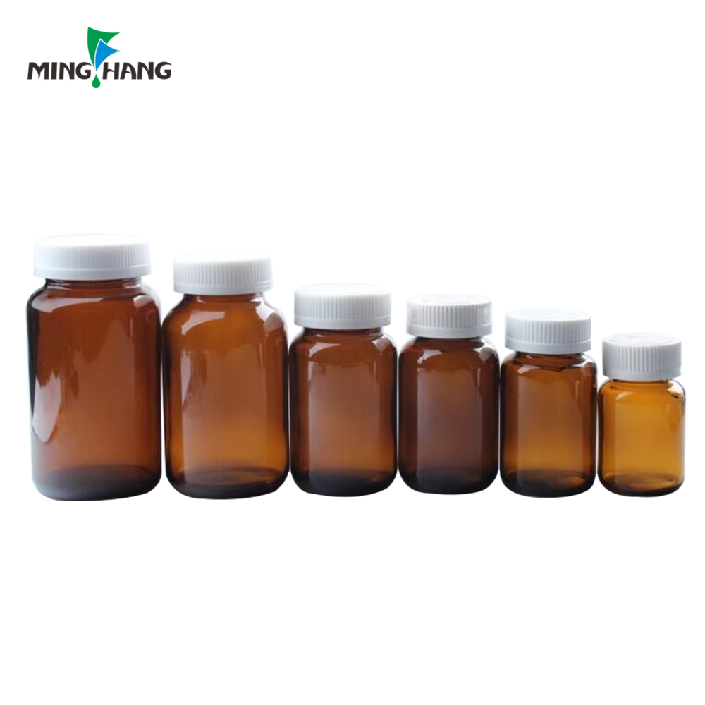 Customized 60ml 100ml 250ml Pharmaceutical Bottle Amber Glass Wide Mouth Medical Bottles