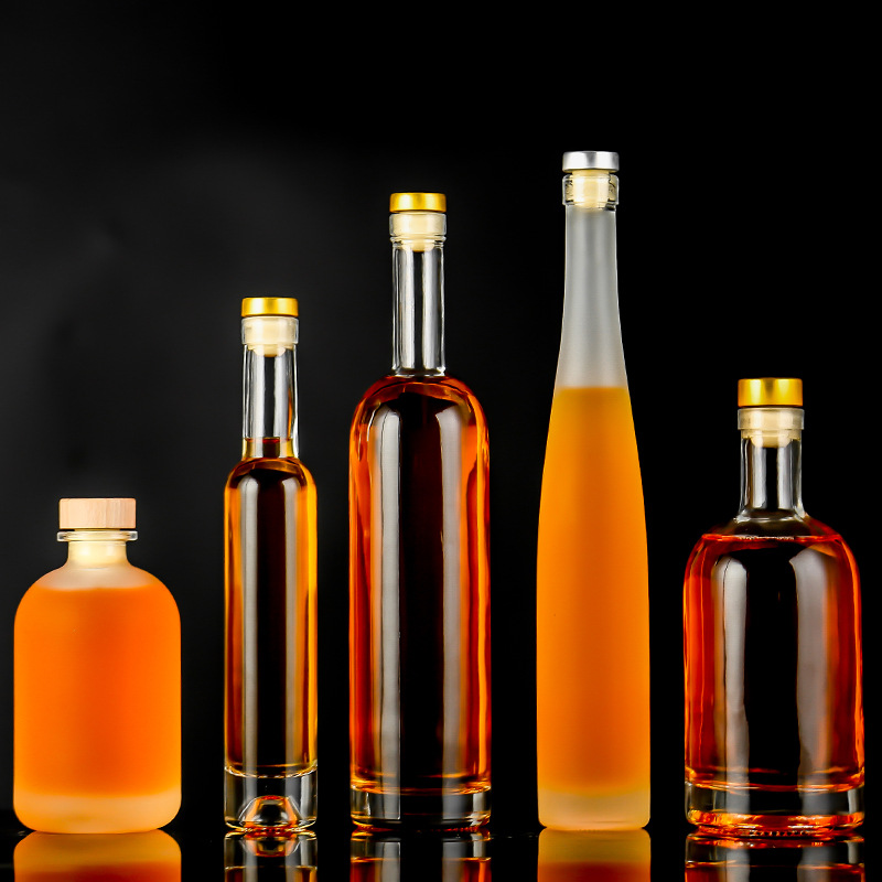 Customized 750 Ml Cork Top Wholesale Liquor Spirits Rum Vodka Whiskey Tequila Gin Clear Glass Bottles