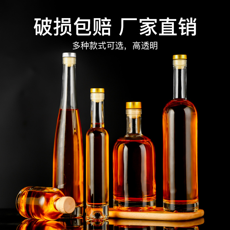 Customized 750 Ml Cork Top Wholesale Liquor Spirits Rum Vodka Whiskey Tequila Gin Clear Glass Bottles