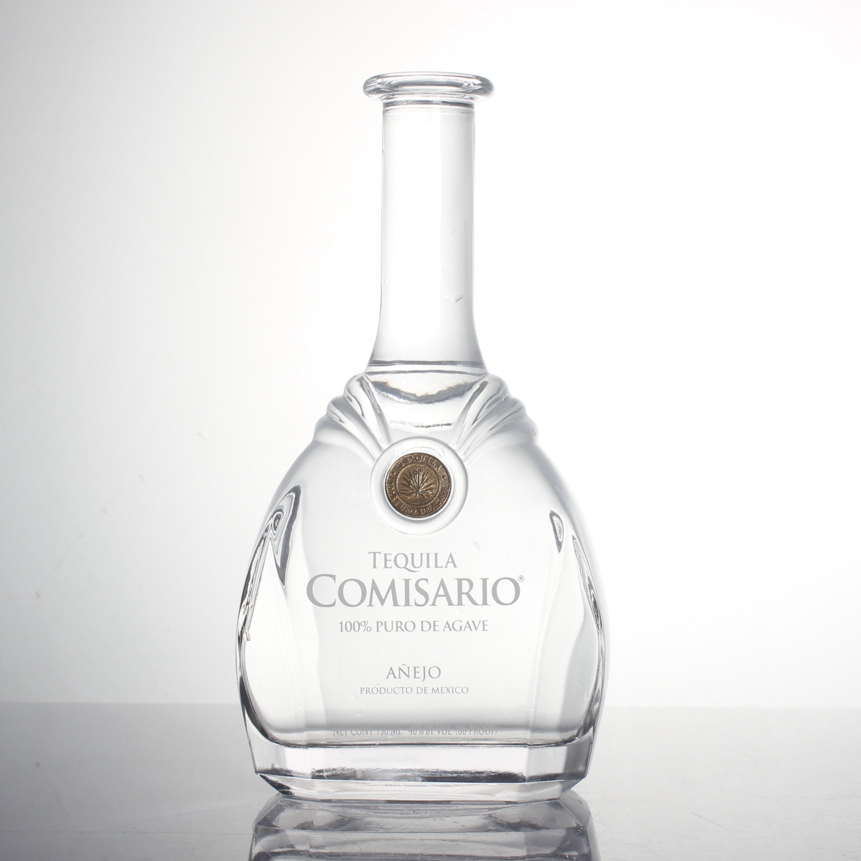 Customized 750ml silkscreen printing logo extra flint transparent oslo spirits liquor gin vodka brandy whisky glass bottle